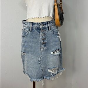 NWT Vervet Coastal Cowgirl‎ Distressed Denim Mini Skirt Y2K Grunge Festival SZ S